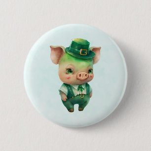 Macaron Rond 5 Cm Joli Green St. Patrick's Day Pig