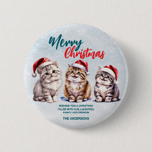 Macaron Rond 5 Cm Joli kitty chat au père Noël aquarelle  Joyeux Noë