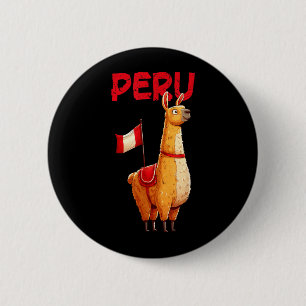 Macaron Rond 5 Cm Joli lama avec costume du drapeau du Pérou