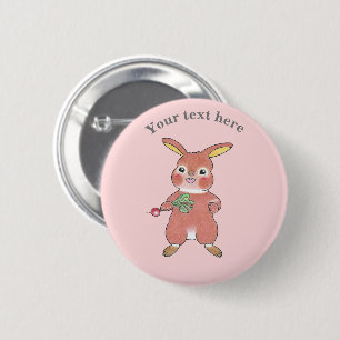 Macaron Rond 5 Cm Joli Lapin Affamé Bouton Rose