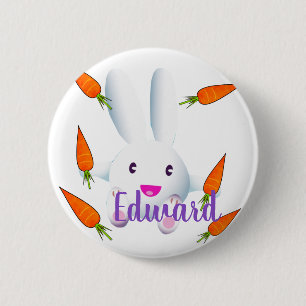 Macaron Rond 5 Cm Joli lapin blanc et carottes