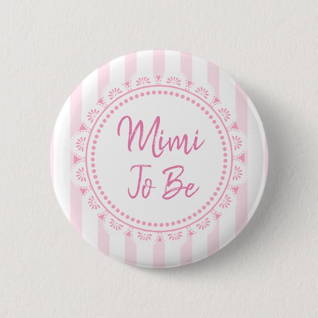 Macaron Rond 5 Cm Joli Mimi Rose Pour Être Lacey Baby shower (Devant)