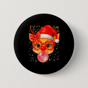 Macaron Rond 5 Cm Joli nez rouge de chewing-gum de Noël Xmas Gi