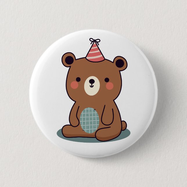 Macaron Rond 5 Cm Joli ours de fête Brown (Devant)