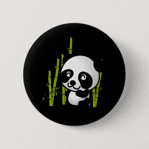 Macaron Rond 5 Cm Joli ours de panda noir et blanc dans une bosquet