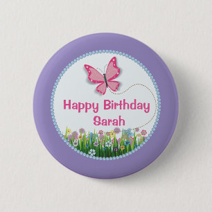 Macaron Rond 5 Cm Joli papillon, bouton d'anniversaire de ressort