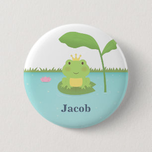 Macaron Rond 5 Cm Joli Prince Grenouille d'étang pour garçons