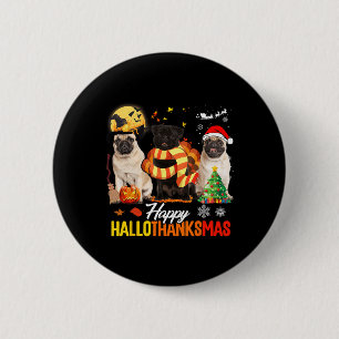 Macaron Rond 5 Cm Joli Pug Joyeux Hallothanksmas Halloween Thanksgiv