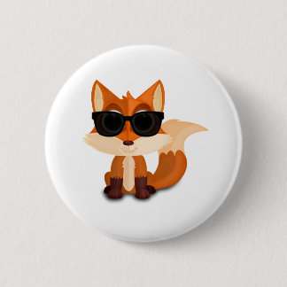 Macaron Rond 5 Cm Joli Renard Cool avec des Lunettes de Soleil Minim