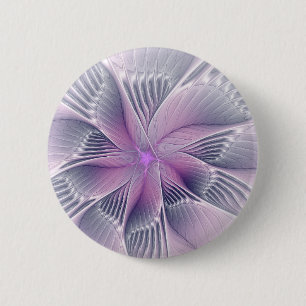 Macaron Rond 5 Cm Joli rose Fleur Moderne Abstrait Fractal Art