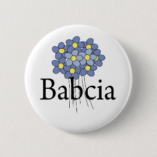 Macaron Rond 5 Cm Joli T-shirt de Babcia aux fleurs bleues