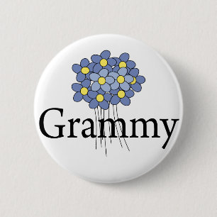 Macaron Rond 5 Cm Joli T-shirt Grammy Fleur Bleue