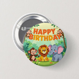 Macaron Rond 5 Cm Joli thème d'anniversaire safari
