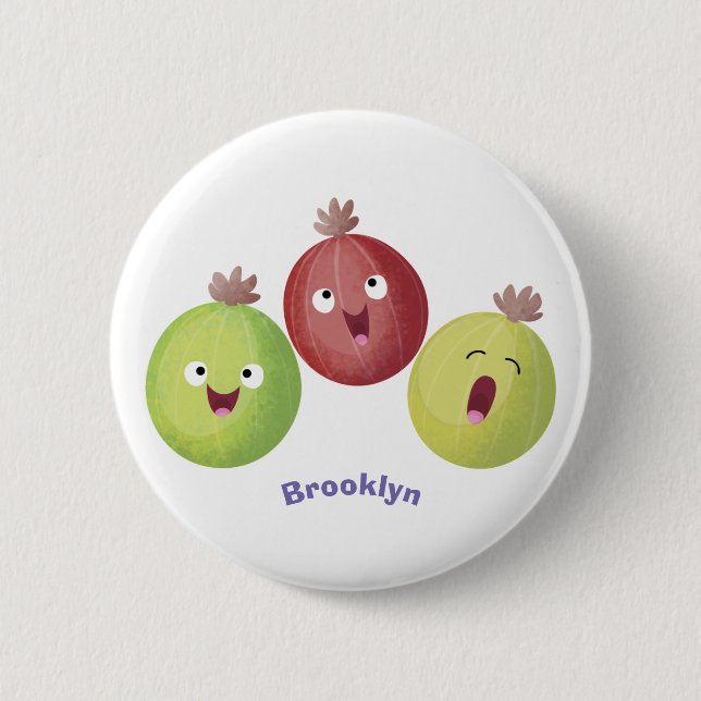 Macaron Rond 5 Cm Joli trio gooseberry chantant dessin animé (Devant)
