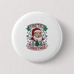 Macaron Rond 5 Cm Joli vieux Noël Père Noël Arbres Flocons de neige