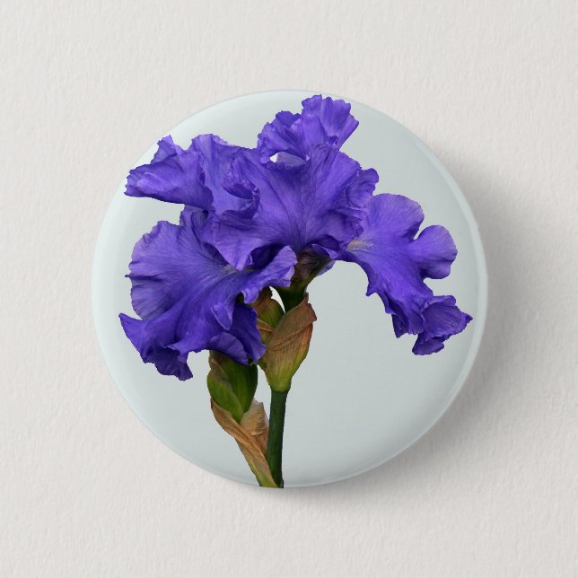 Macaron Rond 5 Cm Joli violet Iris Floral Photo (Devant)
