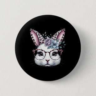 Macaron Rond 5 Cm Joli visage de lapin de Pâques pour filles Joyeuse