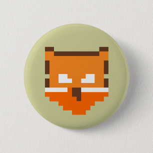 Macaron Rond 5 Cm Joli visage de renard pixélisé