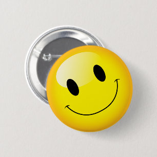 Macaron Rond 5 Cm Joli visage souriant jaune Émoticon