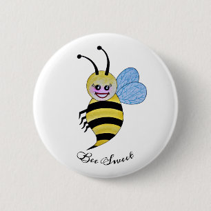 Macaron Rond 5 Cm Jolie Abeille Aquarelle Avec Un Bon Sourire