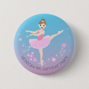 Macaron Rond 5 Cm Jolie Ballerina fille fête d'anniversaire