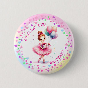 Macaron Rond 5 Cm Jolie Ballerina rose fille anniversaire fille