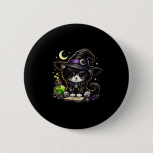Macaron Rond 5 Cm Jolie chat sorcière magie noire esthétique gothiqu