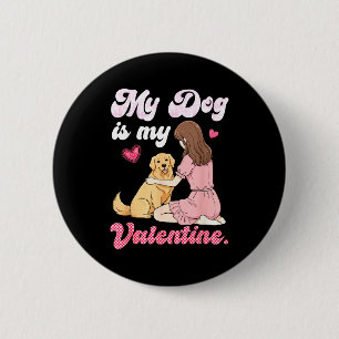 Macaron Rond 5 Cm Jolie Fille Avec Mon Chien Est Ma Saint-Valentin G