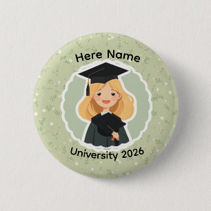 Macaron Rond 5 Cm Jolie fille diplômée, promotion 2026 Nom personnal