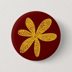 Macaron Rond 5 Cm Jolie fleur - Ambre sur Maroon foncé