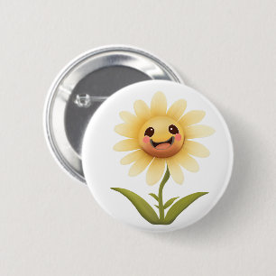 Macaron Rond 5 Cm Jolie Fleur Jaune