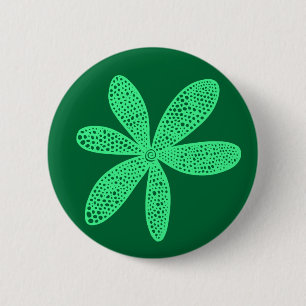 Macaron Rond 5 Cm Jolie Fleur - Mint Green sur Vert 006633