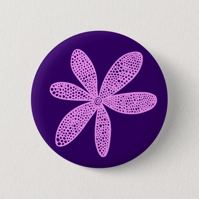 Macaron Rond 5 Cm Jolie fleur - Violet clair sur violet profond (Devant)