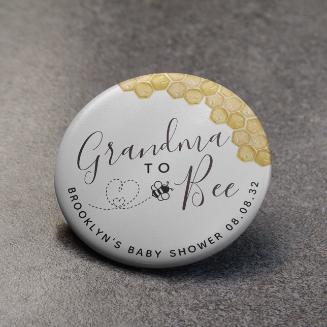 Macaron Rond 5 Cm Jolie grand-mère au Baby shower d'abeilles (Créateur téléchargé)