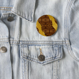Macaron Rond 5 Cm Jolie Impression de Girafe en Cuir avec Paillettes