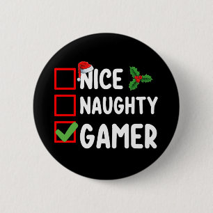 Macaron Rond 5 Cm Jolie liste de Noël de gamer vilain Gaming Santa