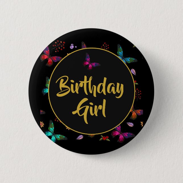 Macaron Rond 5 Cm Jolie Petite Papillons Fille Anniversaire (Devant)
