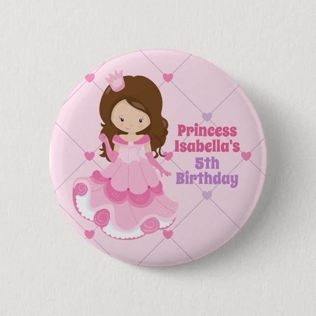 Macaron Rond 5 Cm Jolie Petite Princesse Anniversaire Pink Purple (Devant)