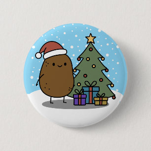 Macaron Rond 5 Cm Jolie pomme de terre de Noël