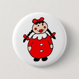 Macaron Rond 5 Cm Jolie ronde petite fille caricature rouge