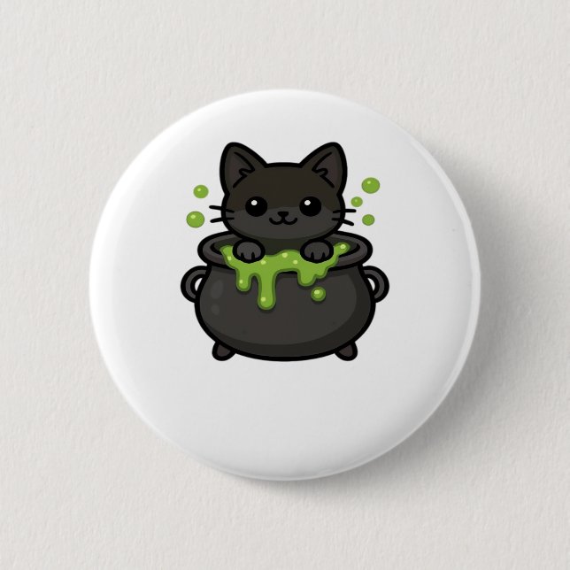 Macaron Rond 5 Cm Jolie T-shirt Chat Noir Halloween (Devant)