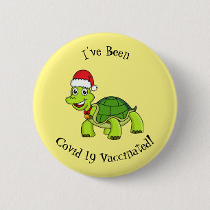 Macaron Rond 5 Cm Jolie tortue en chapeau de Père Noël
