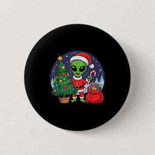 Macaron Rond 5 Cm Jolies lumières de Noël d'arbre de Noël d'alien de