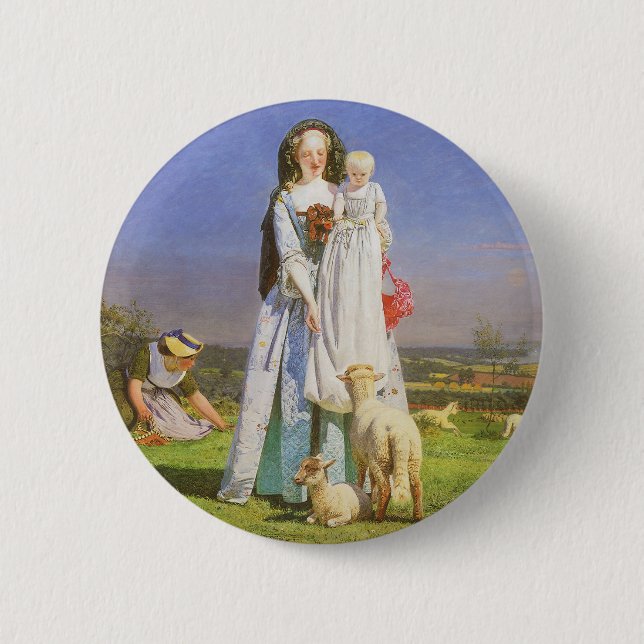 Macaron Rond 5 Cm Jolis agneaux par Ford Madox Brown (Devant)