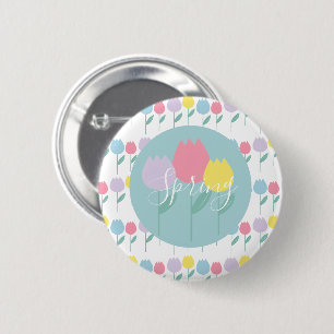 Macaron Rond 5 Cm Jolis tulipes de printemps Fête d'anniversaire flo