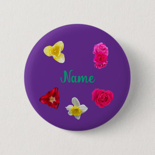 Macaron Rond 5 Cm Jonquille, Tulipes et Roses
