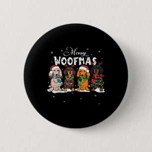 Macaron Rond 5 Cm Jote Joyeux Woofmas Dachshund Chien de Noël Reinde