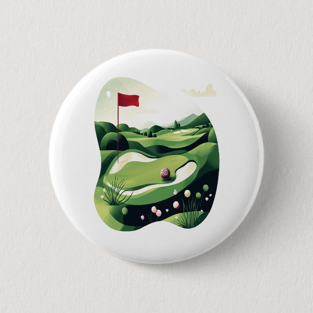 Macaron Rond 5 Cm Jouer au terrain de golf (Devant)