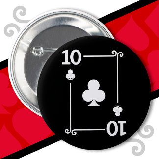 Macaron Rond 5 Cm Jouer Cartes Costume 10 Clubs Carte Dix Carte