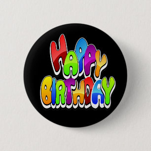 Macaron Rond 5 Cm Jouer Joyeux texte d'anniversaire